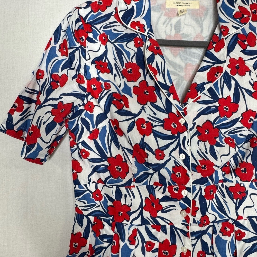 Seasalt Cornwall Womens Organic Cotton Lottie Charlotte Midi Dress Sz 6 Floral - Picture 2 of 10